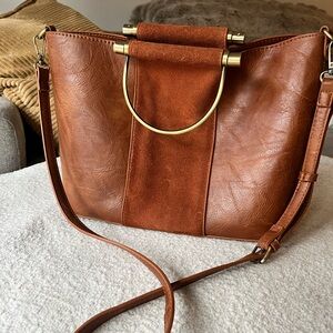 Brown leather shoulder bag